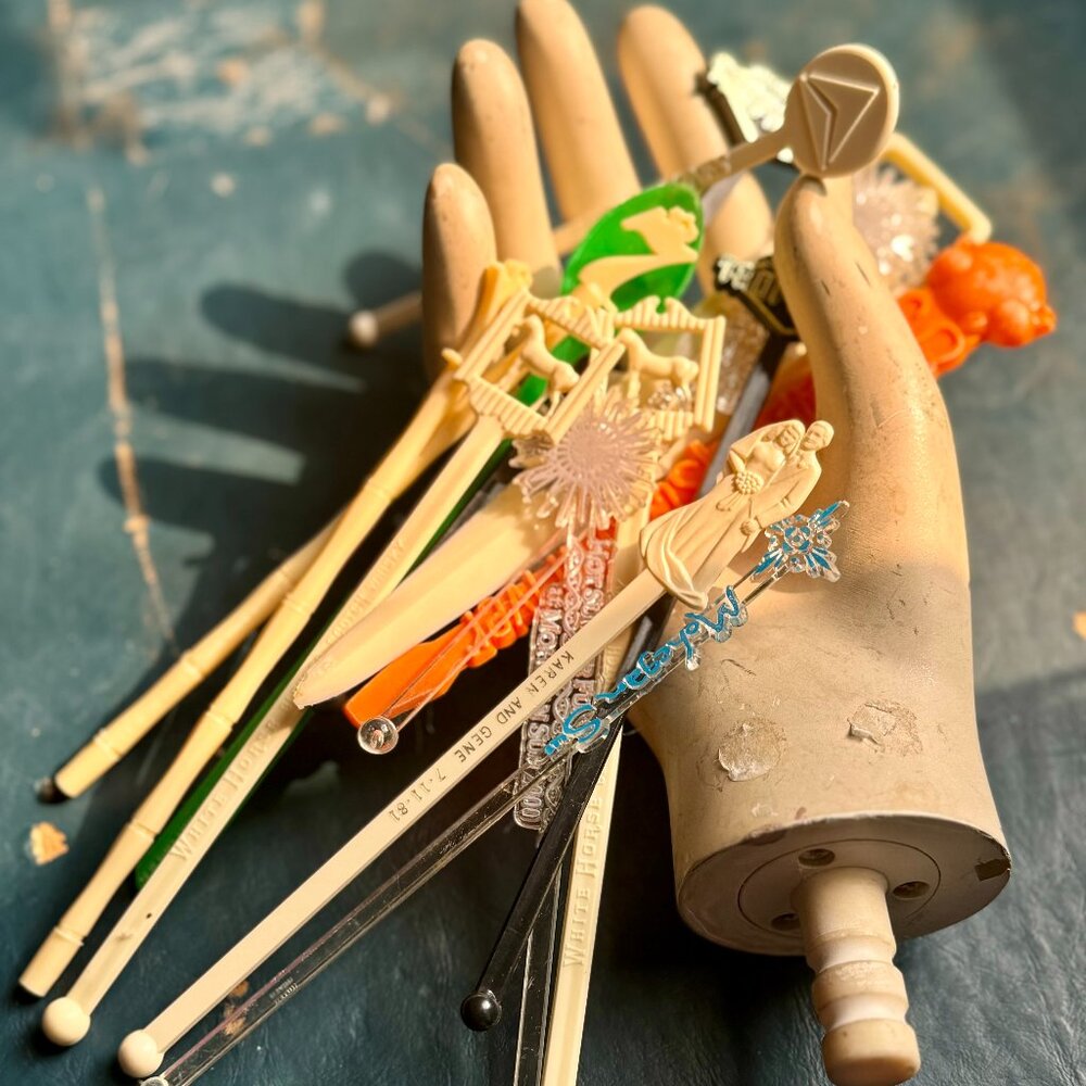31 Vintage Cocktail Stirrers - Assorted Collectible Swizzle Sticks